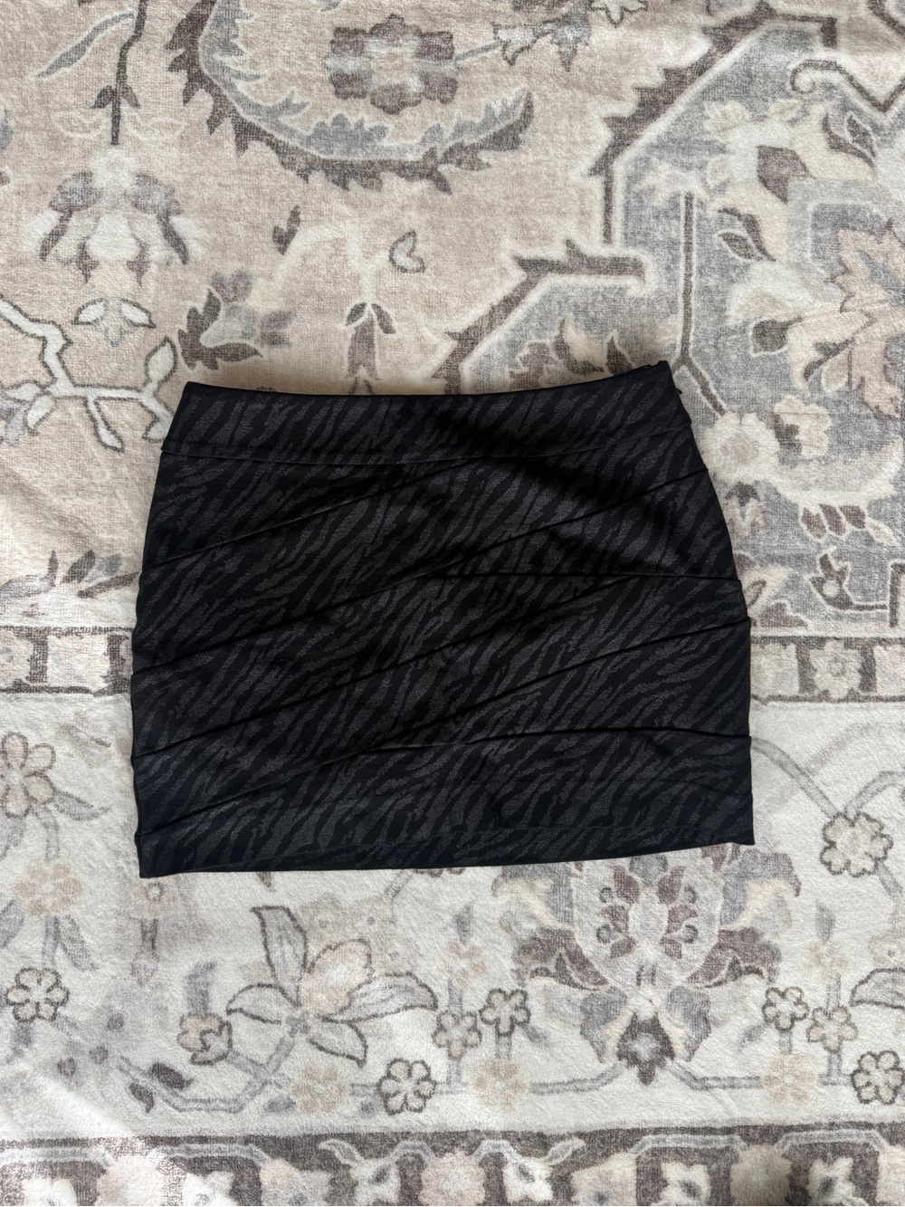 Express Black Zebra-Print Bodycon Mini Skirt